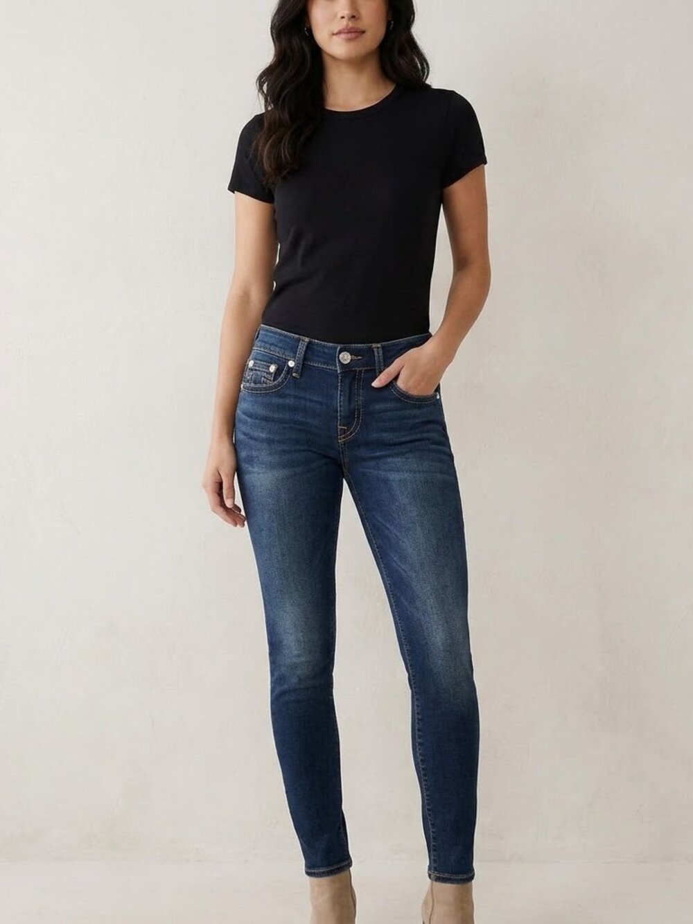 True Religion Y2K Jennie Mid-Rise Curvy Skinny Jeans Size 27 NWT